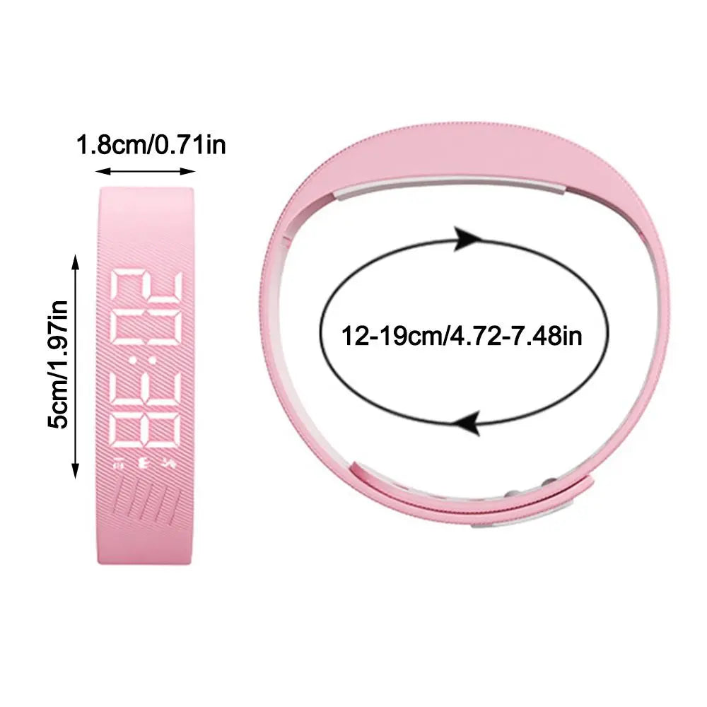 LED Digital Alarm Clock Watch Adjustable Silicone Snooze-Proof Alarm Bracelet with Running Pedometer Waterproof Vibrating Alarm